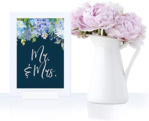 Vjenčana kolekcija A. M. tamnoplava hortenzija s cvjetnim uzorkom A. M., personalizirani natpisi za zabave, natpis Dobrodošli