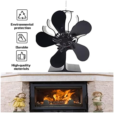 Crni kamin s 5 lopatica toplinski ventilator za peć na drva tihi Kućni ventilator za kamin učinkovita raspodjela topline