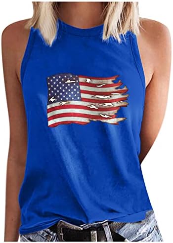 Vrhovi tenkova za žene, ženske američke zvijezde striptira patriotsku majicu Ljetno labavi tenk vrhovi američka zastava za