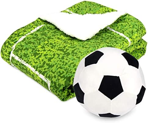 Posh Home World Cup Sports Field Game Microplush reverzibilni Sherpa Interactive Throw & Pillow Poklon set