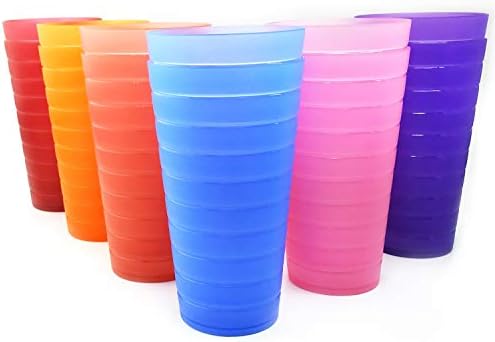 Neraskidive plastične čaše za piće od 32 oz, set od 12 šarenih-sigurno u perilici posuđa, ne sadrži ništa