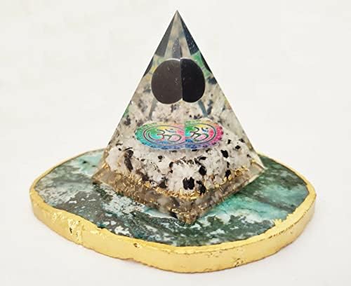 Sharvgun orgona Piramida White Moonstone Crystal, Crni turmalin kristalna kugla Ohm čakra cvijet života iscjeliteljski reiki