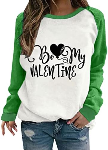 Budi mi valentinske dukseve vrhove za žene Valentine Day dugih rukava pulover tunike majice košulje casual bluza