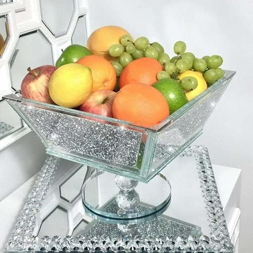 XL staklena zdjela s voćem napunjena zdrobljenim dijamantnim kristalima za kuhinju za pohranu voća i dekor kuće