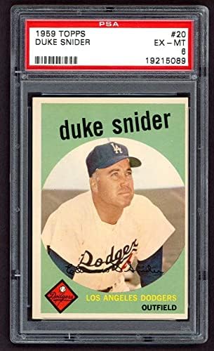 1959. Topps 20 Duke Snider Los Angeles Dodgers PSA PSA 6.00 Dodgers