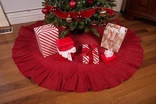 60 Svečana suknja crvenog božićnog drvca s rukom rubom primitivnim kućama