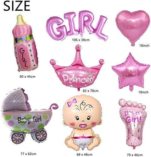 8 kom Dekoracija balona za tuširanje bebe ovo je djevojčica balon od folije ružičasta bočica za hranjenje kruna dječja kolica