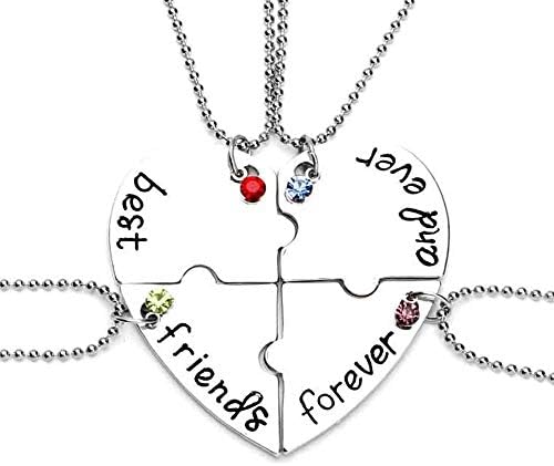 Ogrlica za 3 osobe, privjesak za slagalice koji odgovara podijeljenom srcu, ogrlica najboljeg prijatelja s rhinestonesom,