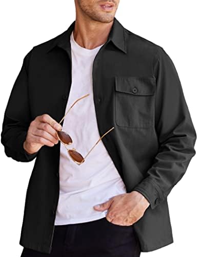 Coofandy muška košulja jakna Lagana platna kamiondžija jakna pamučna gumba radna jakna