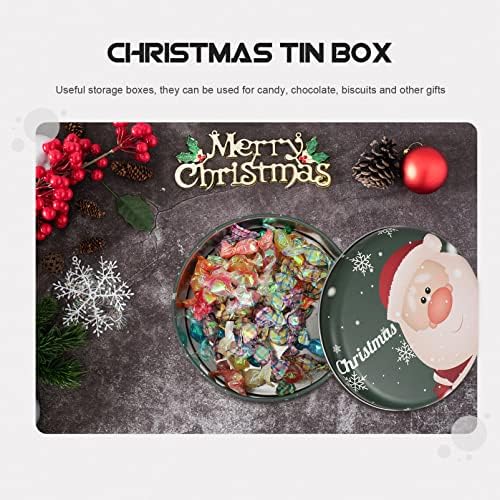 Upkoch božićni dekor 2pcs božićna limenka prazna okrugle metalne limenke s poklopcima božićni poklon spremište za odmor odmor