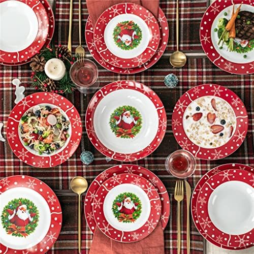 Ygqzm Božić 20/40 komada Porculanski keramički pribor za večeru sa 6*desertnim pločama, tanjur za juhu, tanjur za večeru,