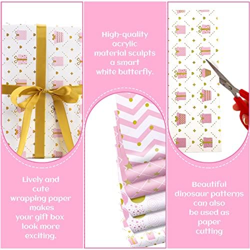 6 listova rođendanskog papira za omatanje ružičasti papir za omatanje poklon za djevojčice prekrasan svijetloružičasti set