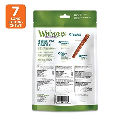 Whimzees by wellness prirodno zrno dnevno zubno dugotrajne pseće poslastice, četkice, velike, vrećice od 6 + wellness kože