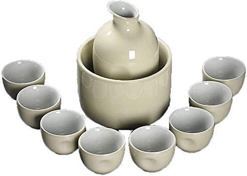 Japanski stil 10 komada, set od 10 oz krem ​​se keramika u boji vinske čaše s toplijim loncem, tradicionalne šalice zanata,