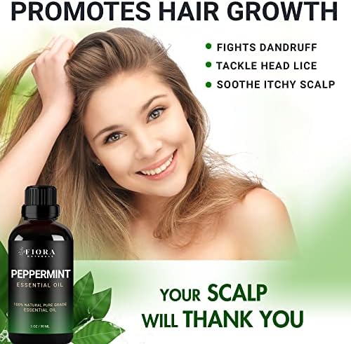 Eterično ulje peperminta od strane Fiora Naturals - čisto ulje od peperminta za rast kose, kože i vlasišta, difuzor,