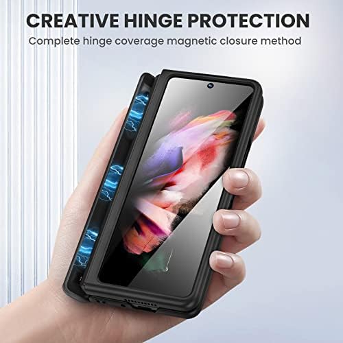Ruky Samsung Galaxy Z Fol 3 kućište sa zaštitom od šarki, futrola s cijelim tijelom s ugrađenim magnetskim šargama i zaštitnikom