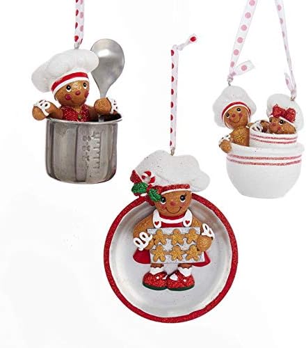 Kurt Adler Gingerbread kuhari u zdjelicama za miješanje i tan božićni blagdanski ukrasi od 3