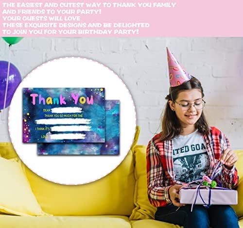 Rođendanske zahvalnice s omotnicama, Slumber Party Ispunite prazne zahvalnice, set od 20, zalihe ukrašavanja rođendanske