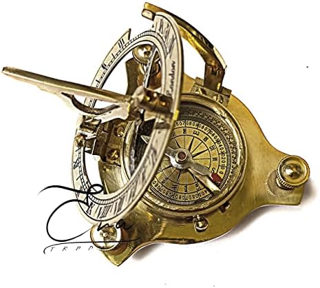 Antikni nautički mesingani kompas sa sunčanim ručno izrađenim zlatnim završnim obradom mesinga Sundial Navigacijski usmjereni