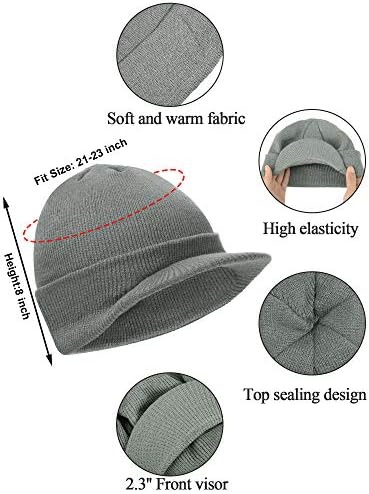 Satenski zimski Muški pleteni šešir s obodom, topla debela kapa na otvorenom