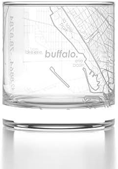 Dobro rečeno ugravirani Buffalo New York Map Rocks Staklo, staromodno viski staklo je urezano viski staklo, pokloni za ljubitelje