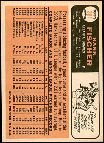 1966. Topps 381 Hank Fischer Atlanta Braves NM Braves