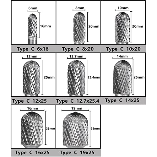Volfram karbid Burr Type C Rotacijske datoteke za metalno glodanje rezbara bita 6 mm rotacijske rotacije 1pcs 1pcs