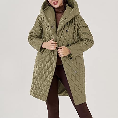 Uofoco ženska zima nadogradnja puna dužina lagana kaputa, dugi rukavi krute boje grijana flanel runa dolje jakne