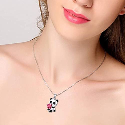 Ogrlica od kristalne pande Choker lanac srebrna Panda ružičasta kristalna ogrlica u obliku srca panda medvjed Privjesak Ogrlica