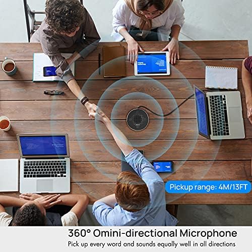 CMTECK USB Conference Microphone, zvučnika računala na radnoj površini s funkcijom mute za streaming, 360 ° svesmjerni glasovni