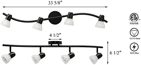 Xinbei rasvjeta za rasvjetu, 4 lagana moderna crna zakrivljena kuhinjska staza stropna svjetla za svjetlo xb-tr1223-4-mbk