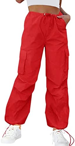 ReachMe ženske vrećice s visokim strukom teretne hlače s džepovima y2k ravne široke noge taktičke padobrane hlače