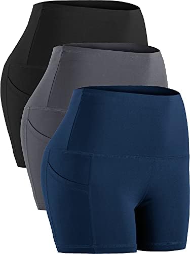 Cadmus Atletske kratke hlače visoki struk za ženske joge fitness koji trči kratke hlače s dubokim džepovima