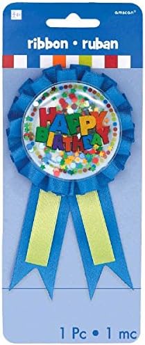 Amscan Happy Birthday Boy Confetti Torch Award Ribbon Party Activity Activity, plava/žuta, 5 3/4 x 3 1/8.