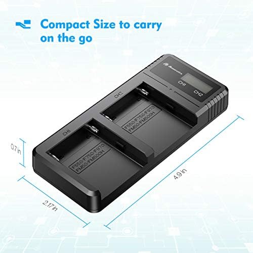 PowerExtra Fast Charger Dual USB punjač s LCD zaslonom za Sony NP-F970 NP-F930 NP-F950 NP-F960 NP-F550 NP-F530 NP-F330 NP-F570