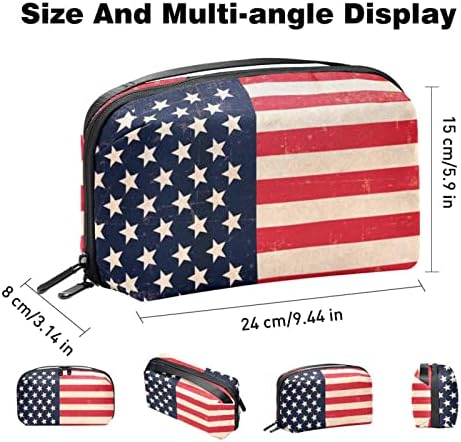 Prijenosna elektronička torba za organizatore torbe Retro Domoljubna američka zastava putni kabel torba za pohranu tvrdih