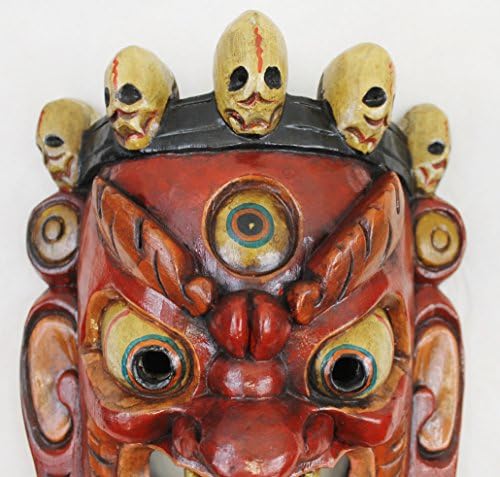 F1006/T467 Ručno izrađena drvena maska ​​hinduističkog boga Bhairab Mahakal zid viseće u Nepalu