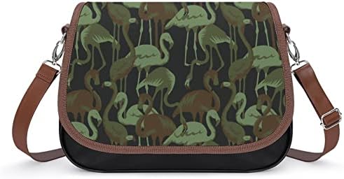 Vojna tropska flamingo kožna srednja torba za ramena moda casual crossbody torbe s remenom