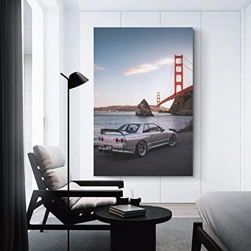 Kannore Skyline JDM CAR R32 CANVAS ART POSTER HD CANVAS Otisci zidne umjetničke sobe Estetika dekor 12x18inch