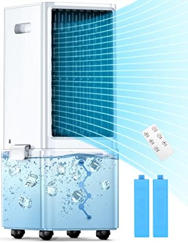 Evaporativni hladnjak zraka, 9-u-1 močvarni hladnjak bez prozora s uklonjivim spremnikom za vodu od 2,4 galona, 12-satnim