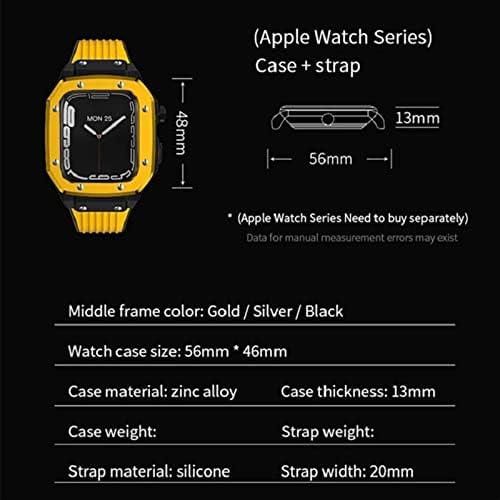 Kanuz Alloy Watch remen za Apple Watch Series 7 6 5 4 SE 45 mm 42 mm 44 mm luksuzni metal guma Nehrđajući čelik casual stil