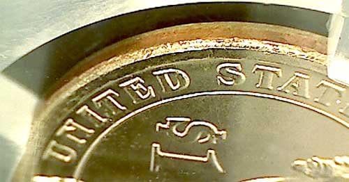 COLLECONS ČASERS 10: 2007 George Washington Golden predsjednički dolar Nedostaje rubni slovo certificiran u ekskluzivnom