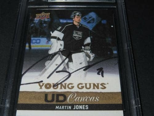 Martin Jones potpisao 2013-14 Gornja paluba Young Guns Canvas RC C214 Beckett CoA 1A - Autographed NHL Art
