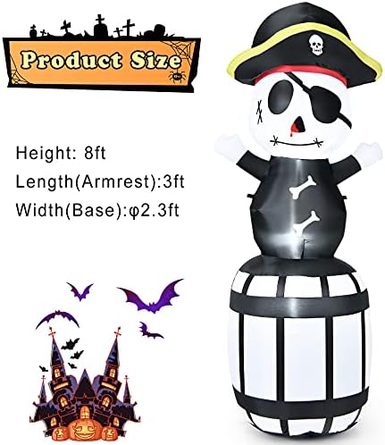 Tangkula 8 ft Halloween gusar na napuhavanje na bačvi, puhajte Halloween Pirate w/LED svjetla, ugrađena vreća s pijeskom,