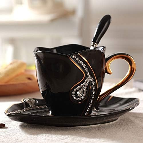 Šalica kave Diamonds kreativna šalica čaja šalice kave s tanjurima i žlicama keramičke šalice s rinestones ukrasom šalice
