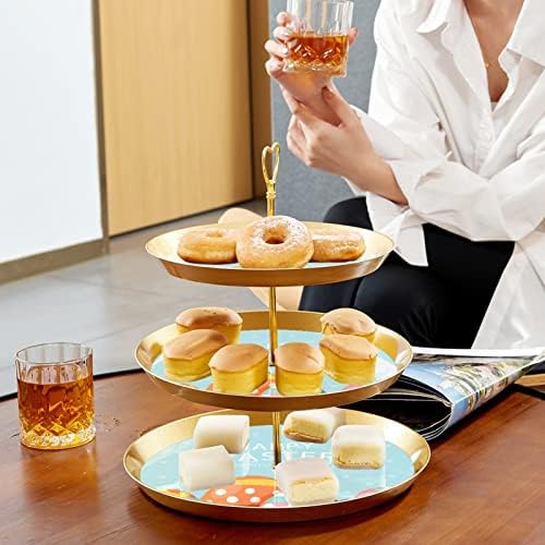 3 -slojni okrugli stalak za torte posluživanje s uskrsnom božicom za vas Zlatni elegantni ukrasni cupcake postolje za desert