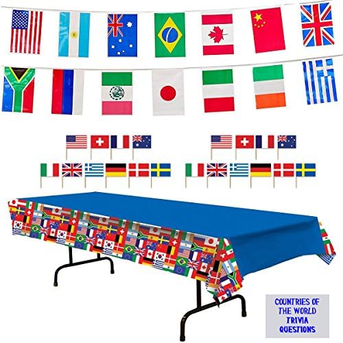 Ukrasi za zabave s međunarodnim zastavama-stolnjak s međunarodnim zastavama, transparent s zastavicom od 23 metra, zastave