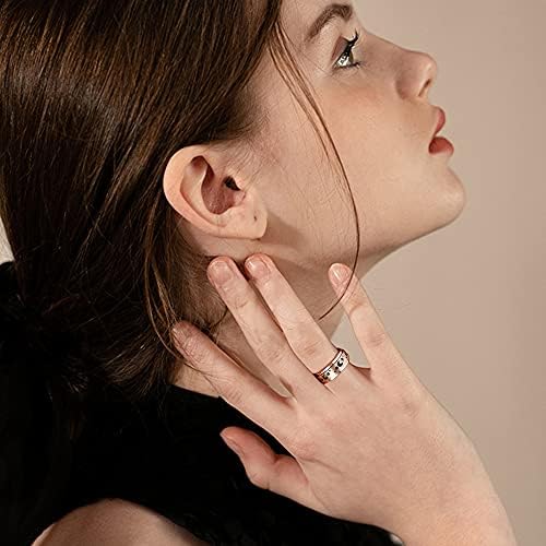 Thunaraz 6 PCS Fidget prstenovi od nehrđajućeg čelika za žene muški spinner prstenovi za ublažavanje stresa pješčana ispust