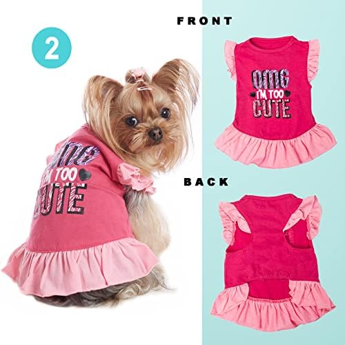'S/ 4-dijelna haljina za pse, sundress za pse, majica za pse s printom i volanima, haljina za pse, odjeća za male pse, ljetna
