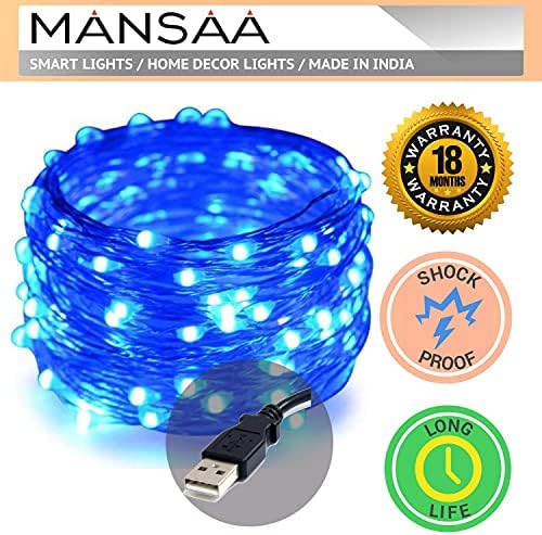 MANSAA M6 USB LED STRANO SVJETLO | 10 metara 100 LED -a | Plava boja | USB je upravljao | LED svjetlo za dom